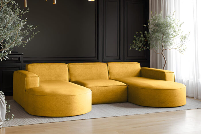 Ecksofa Modena U-Form, Sofa Elegant und Moderne Stoff Salvador