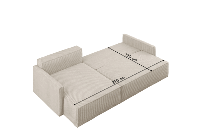 Schlafsofa Carlos, Ecksofa L-Form mit schlaffunktion und bettkasten Stoff Poso
