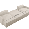 Ecksofa Carlos U-Form Mit Schlaffunktion und Bettkasten Elegante Stoff Poso