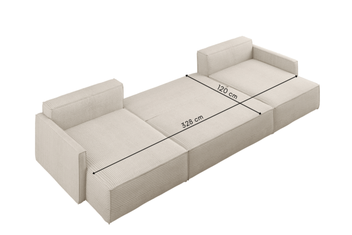 Ecksofa Carlos U-Form Mit Schlaffunktion und Bettkasten Elegante Stoff Poso