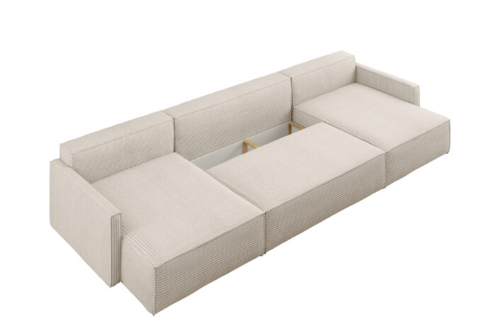 Ecksofa Carlos U-Form Mit Schlaffunktion und Bettkasten Elegante Stoff Poso