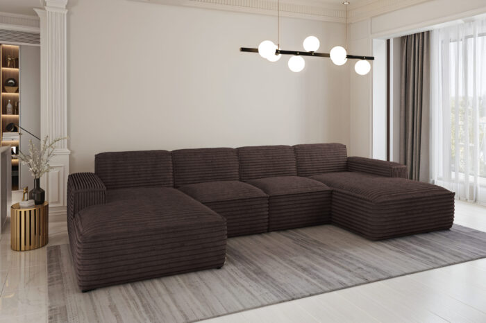 Ecksofa U-Form Siena mit Stoff Velo