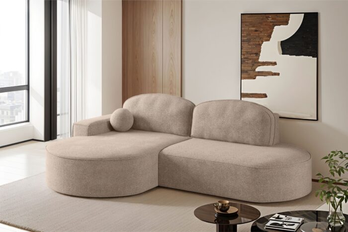 Ecksofa mit Schlaffunktion und Bettkasten Modena Runden stoff Arena