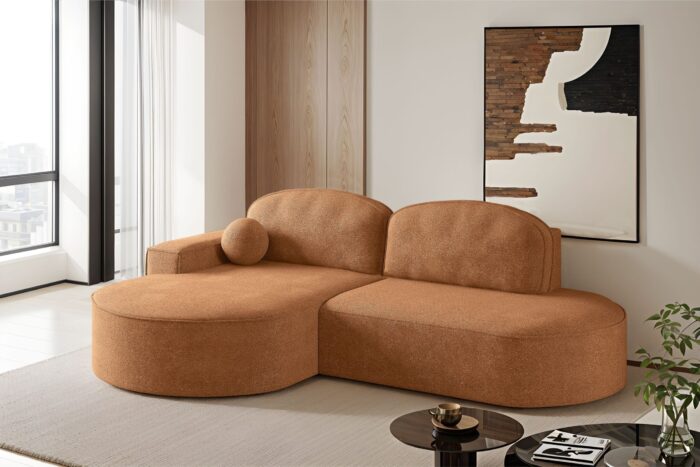 Ecksofa mit Schlaffunktion und Bettkasten Modena Runden stoff Arena