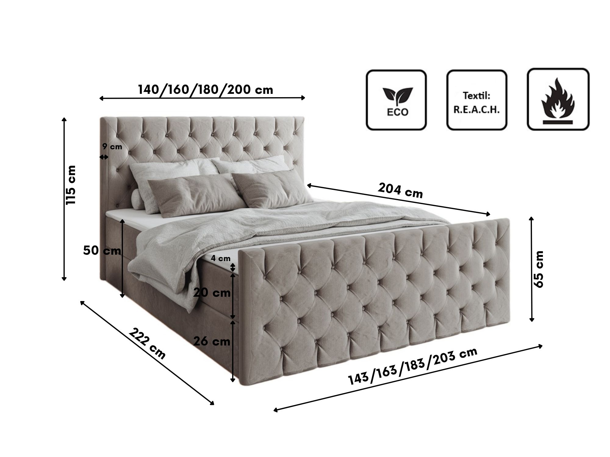Kontinentalbett Mars Mit Bettkasten Stoff Riviera – Bild 8