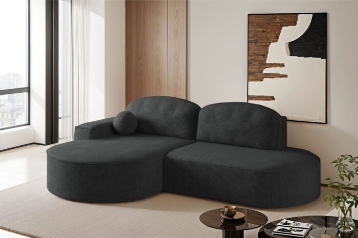 Ecksofa mit Schlaffunktion und Bettkasten Modena Runden stoff Arena