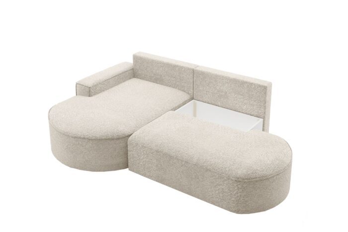 Ecksofa mit Schlaffunktion und Bettkasten Modena Runden stoff Arena