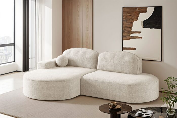 Ecksofa mit Schlaffunktion und Bettkasten Modena Runden stoff Arena