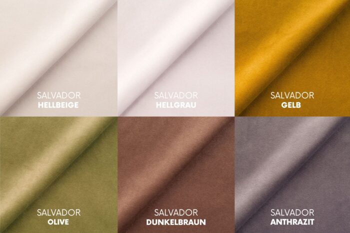 Ecksofa mit Schlaffunktion und Bettkasten Modena Runden stoff Salvador