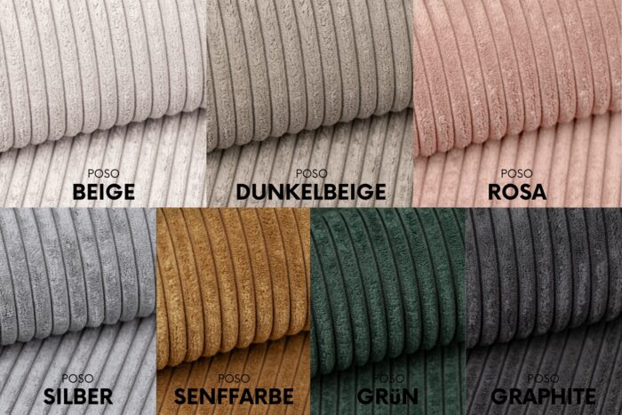 Ecksofa Modena Pro mit Schlaffunktion und Bettkasten stoff Poso