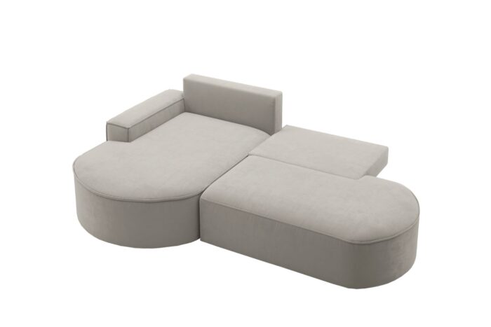 Ecksofa mit Schlaffunktion und Bettkasten Modena Runden stoff Salvador