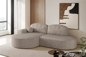 Ecksofa mit Schlaffunktion und Bettkasten Modena Runden stoff Poso