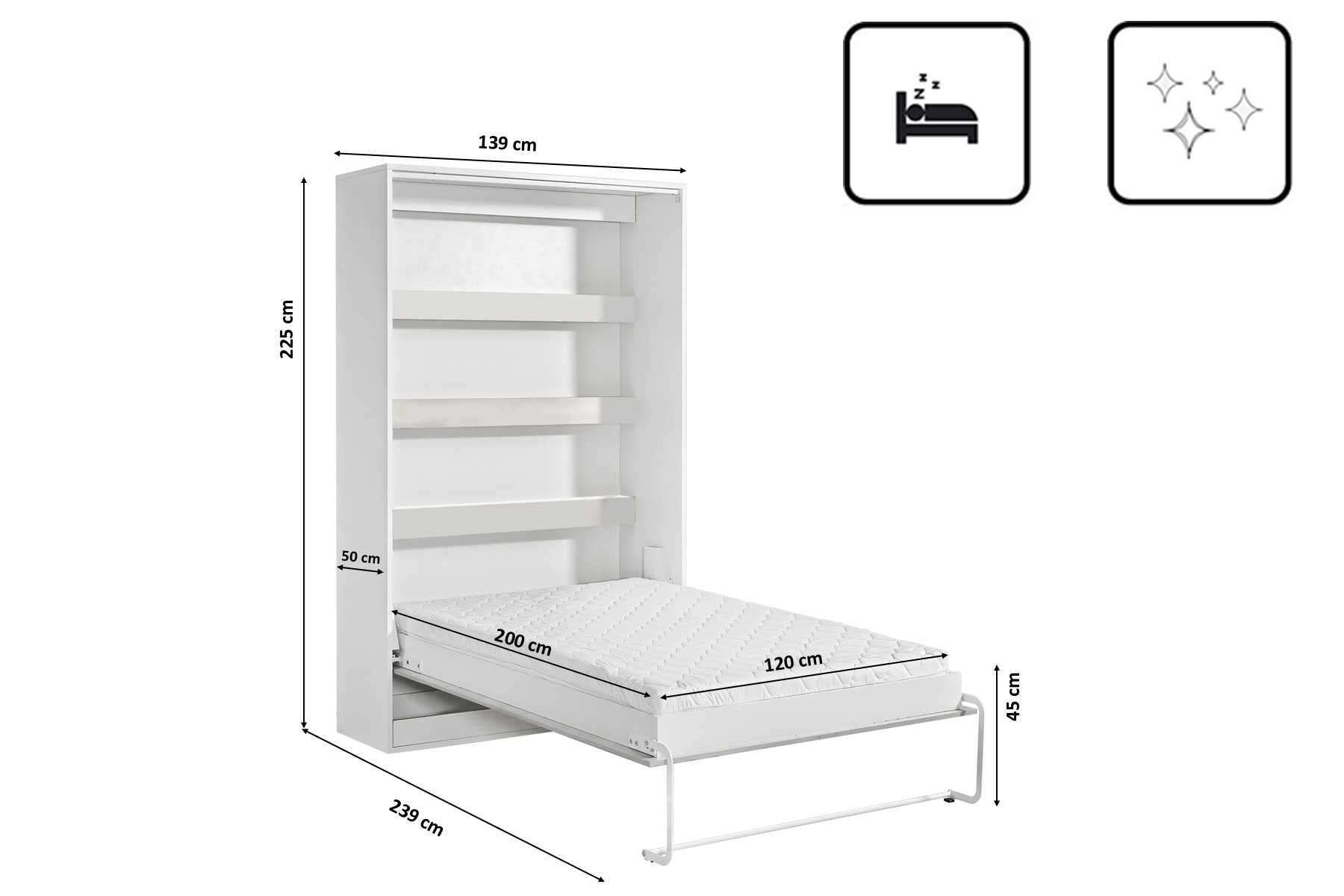 Schrankbett Perfekt 120x200 ein vertikales, das Design und Funktionalität vereint – Bild 6