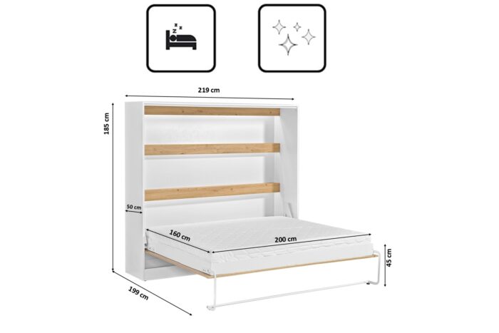 Schrankbett Perfekt 160x200 ein horizontales , das Design und Funktionalität vereint mit Matratze