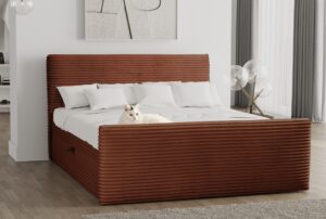 Boxspringbett mit bettkasten und topper TRENTO stoff  Plüsch Cord