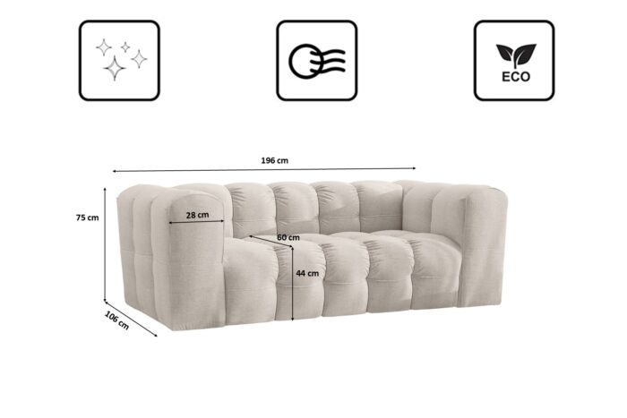 Sofa 2-Sitzer, Komfort Couch BALOO, stoff Schenille