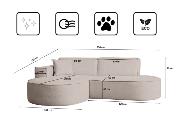 Ecksofa Designer MODENA STUDIO stoff Artico