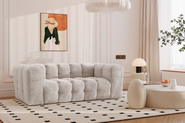 Sofa 2-Sitzer, Komfort Couch BALOO, stoff Schenille & Bouclé