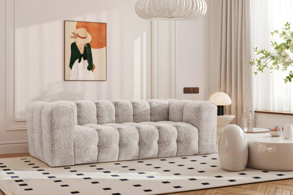 Sofa 3-Sitzer, Komfort Couch BALOO, stoff Schenille & Bouclé