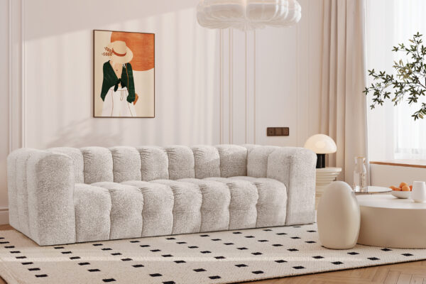 Sofa 4-Sitzer, Komfort Couch BALOO, stoff Schenille & Bouclé