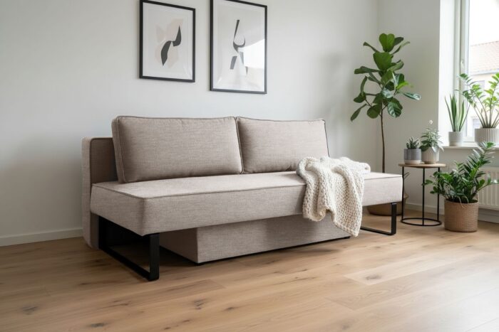 Schlafsofa NOMI mit Bettkasten und Schlaffunktion,Strukturstoff Faro