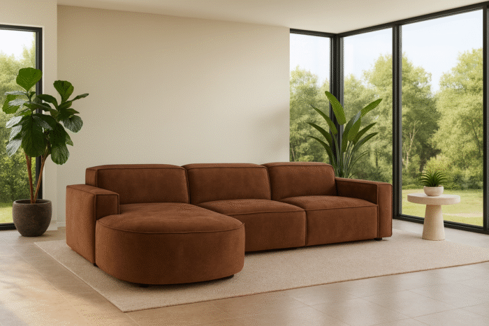 Ecksofa Cursal Round – modulares L-Sofa mit sanften Rundungen stoff Salvador