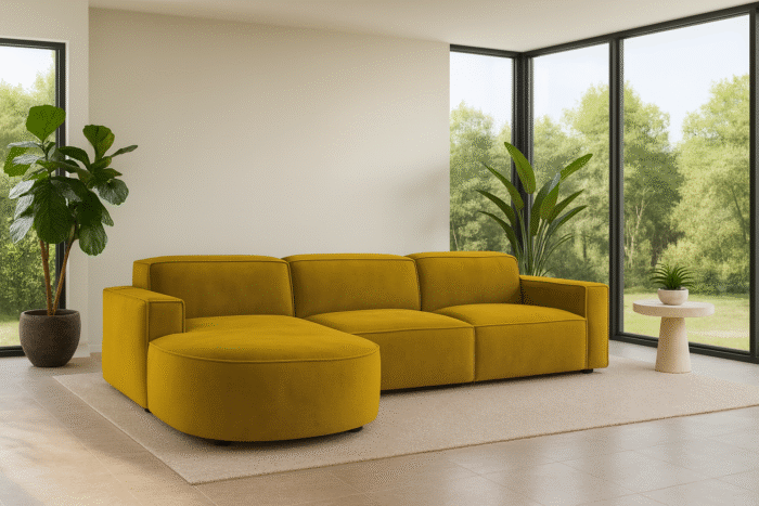 Ecksofa Cursal Round – modulares L-Sofa mit sanften Rundungen stoff Salvador