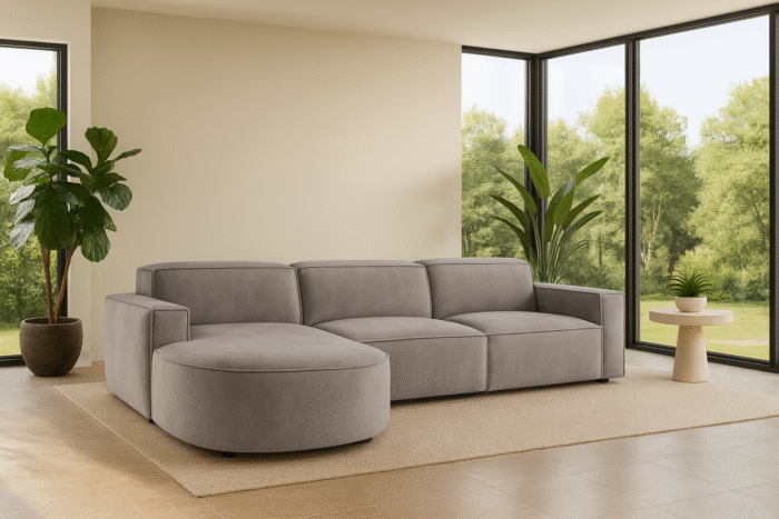 Ecksofa Cursal Round – modulares L-Sofa mit sanften Rundungen stoff Salvador