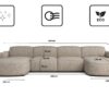 Ecksofa Cursal Round U-Form – großes modulares Sofa mit sanften Rundungen stoff Artico