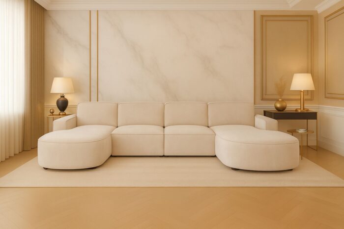 Ecksofa Cursal Round U-Form – großes modulares Sofa mit sanften Rundungen stoff Salvador