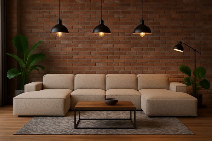 Ecksofa Cursal U-Form – großes modulares Sofa aus hochwertigem Stoff Artico