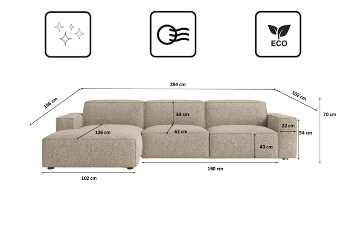 Ecksofa Cursal L-Form – modular, modern, unvergleichlich bequem stoff Artico