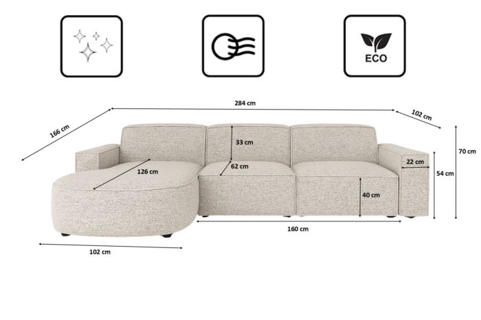 Ecksofa Cursal Round – modulares L-Sofa mit sanften Rundungen stoff Artico
