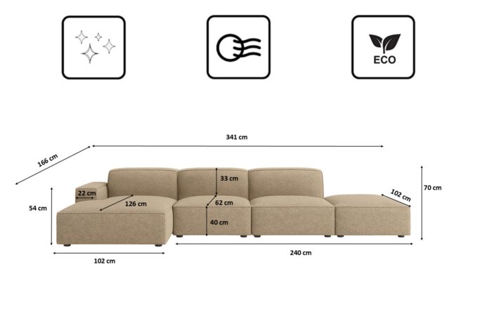 Ecksofa Cursal – modulares L-Sofa mit großzügigem Design stoff Artico