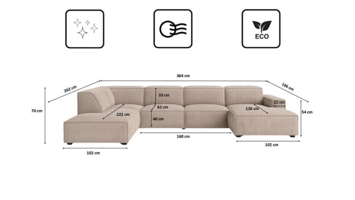 Ecksofa Cursal V – großes modulares Design für Stil und Komfort stoff Poso