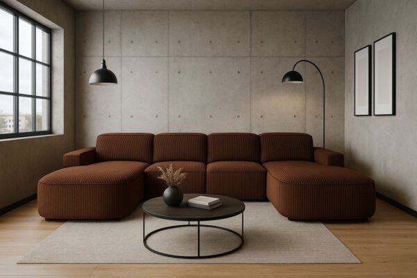 Ecksofa Cursal Round U-Form – großes modulares Sofa mit sanften Rundungen stoff Poso