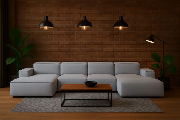 Ecksofa Cursal U-Form – großes modulares Sofa aus hochwertigem Stoff Artico