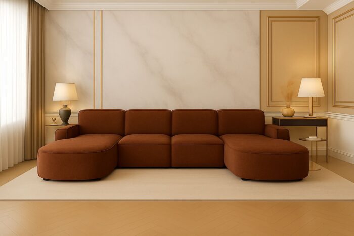 Ecksofa Cursal Round U-Form – großes modulares Sofa mit sanften Rundungen stoff Salvador