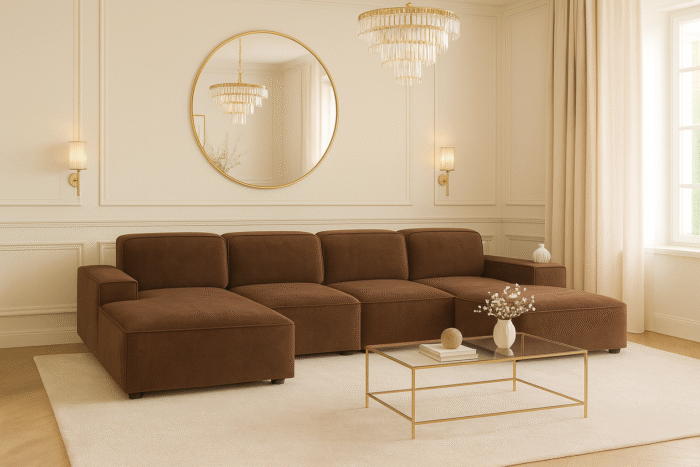 Ecksofa Cursal U-Form – großes modulares Sofa aus hochwertigem Stoff Salvador