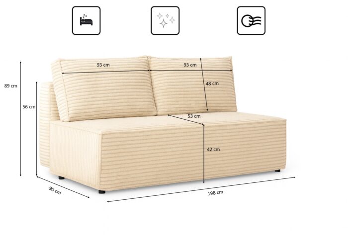 Schlafsofa, Sofa mit Bettkasten, DUO Cordstoff