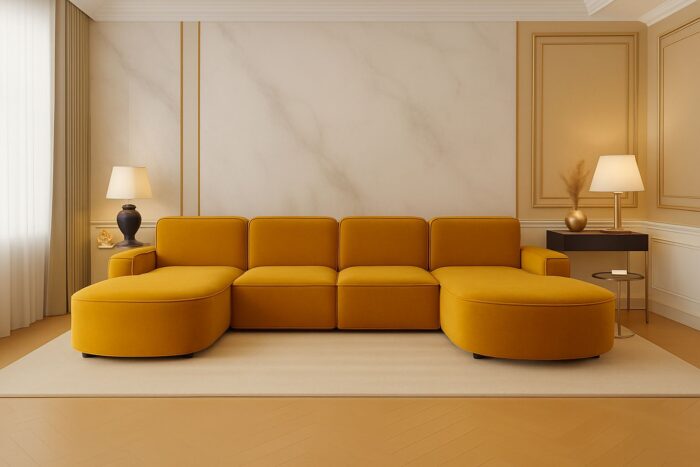 Ecksofa Cursal Round U-Form – großes modulares Sofa mit sanften Rundungen stoff Salvador