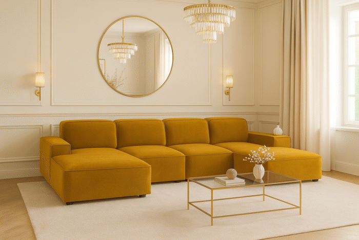 Ecksofa Cursal U-Form – großes modulares Sofa aus hochwertigem Stoff Salvador