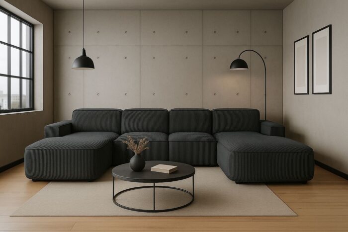 Ecksofa Cursal Round U-Form – großes modulares Sofa mit sanften Rundungen stoff Poso