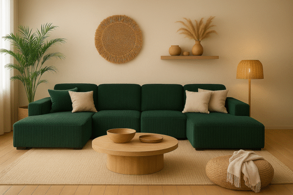 Ecksofa Cursal U-Form – großes modulares Sofa aus hochwertigem Stoff Poso