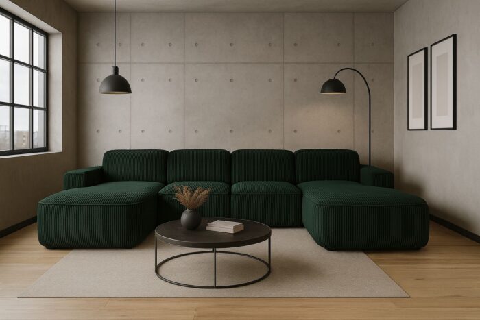 Ecksofa Cursal Round U-Form – großes modulares Sofa mit sanften Rundungen stoff Poso