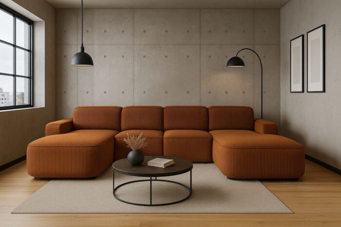 Ecksofa Cursal Round U-Form – großes modulares Sofa mit sanften Rundungen stoff Poso