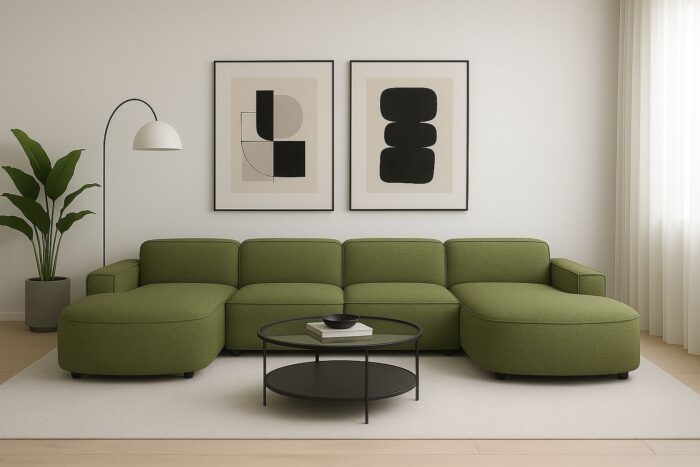 Ecksofa Cursal Round U-Form – großes modulares Sofa mit sanften Rundungen stoff Artico