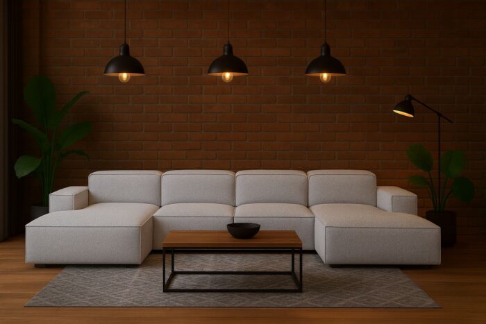 Ecksofa Cursal U-Form – großes modulares Sofa aus hochwertigem Stoff Artico