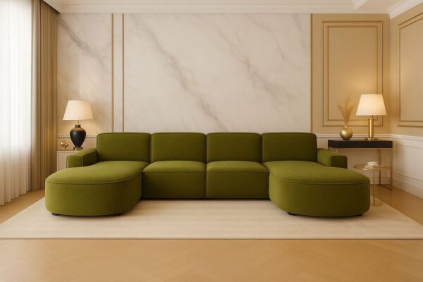 Ecksofa Cursal Round U-Form – großes modulares Sofa mit sanften Rundungen stoff Salvador