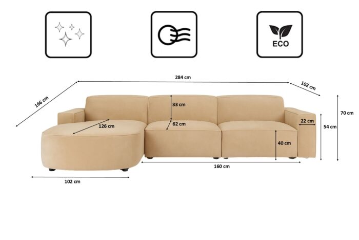 Ecksofa Cursal Round – modulares L-Sofa mit sanften Rundungen stoff Salvador